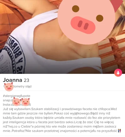 m.....t - "Już się wybawilam, zaskocz mnie". 
2/10

Tfu.

#tinder #podrywajzwyko...