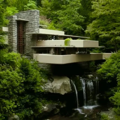 P.....o - Fallingwater – dom zaprojektowany przez amerykańskiego architekta Franka Ll...