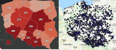 Bzdziuch - Mapa zarażeń koronawirusem i obok mapa śmiercionośnych masztów 5G wyciągni...