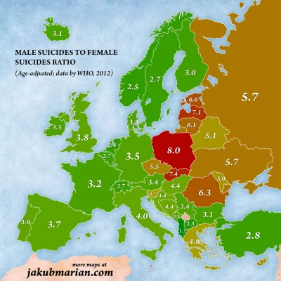 Piekarz123 - Wg danych WHO z 2012 roku w Polsce mężczyźni popełniają samobójstwo ośmi...