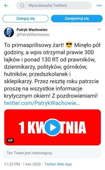 N.....t - @kommie 

Wachowiec dodał ten wpis 1 kwietnia i był to "żart" :).