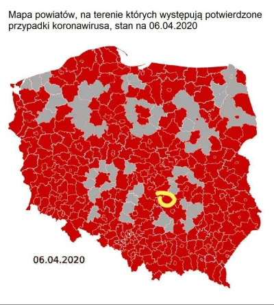 d601 - @BobMarlej bzdura. Na żółto powiat konecki a tu nie ma wirusa jeszcze