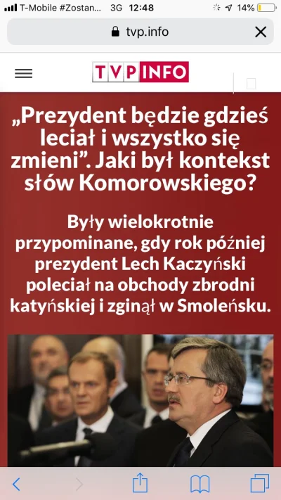 Antiax - TVP dziś na głównej stronie atakowało Bronisława Komorowskiego za wypowiedź ...