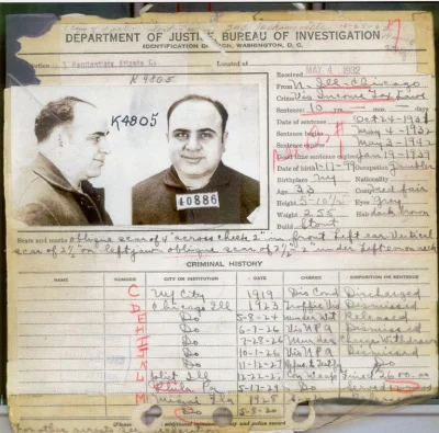 myrmekochoria - Al Capone w kartotece FBI, 1932. 

#starszezwoje - tag ze starymi g...