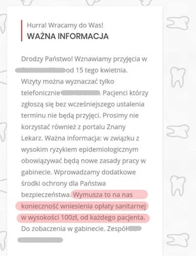 Hayreddin - Siema. A czy wasza ortodontka/dentystka też już wniosła opłatę sanitarną ...