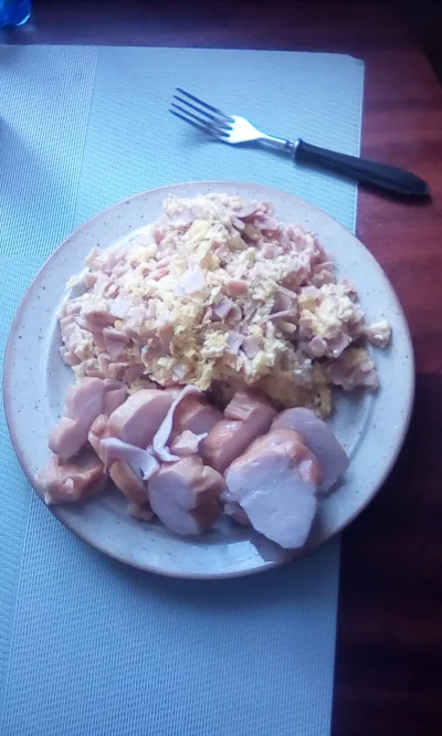 anonymous_derp - Dzisiejsze śniadanie: Jajecznica z 5 jaj z plasterkowym schabem, węd...