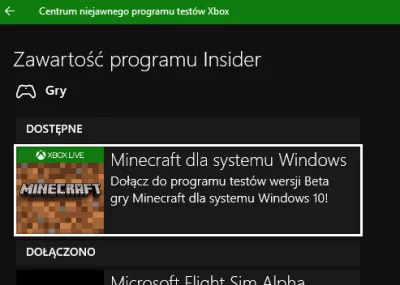 newerty - @yousouyou: ta beta ma się wyświetlać w 'Centrum niejawnych testów Xbox'? J...