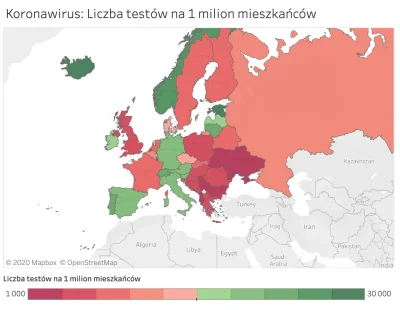 czajna - Liczba testów na 1 milion mieszkańców w Europie.

Link

#koronawirus #ko...