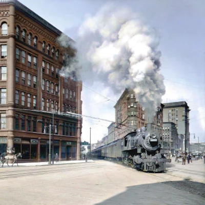 Recpak - Empire State Express na ulicach Syracuse w stanie Nowy Jork, rok 1905. #retr...