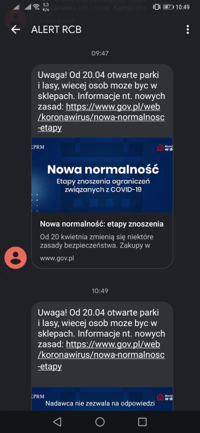 ubot215 - U mnie w plusie wiadomość przyszła o 9:47, a w T mobile godzinę później.