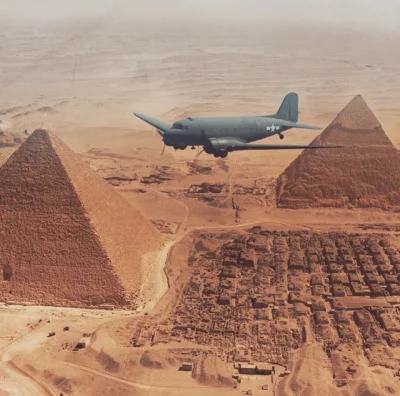 cheeseandonion - !A C-47 over the pyramids. It was transporting supplies for the troo...