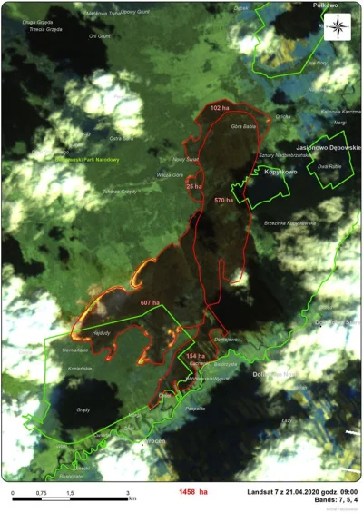 R187 - Pożar Biebrzańskiego Parku Narodowego z satelity Landsat 7, stan na wczoraj o ...