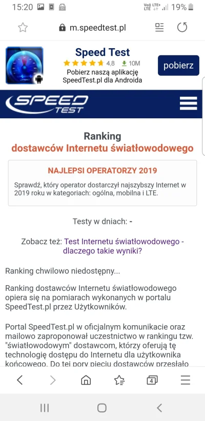 m.....2 - @Akuku69 tak jest. Wspomógłbym się speedtestem ale ranking niedostępny. Moż...