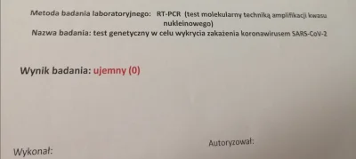 theprobo - Ja miałem kilka dni temu robiony test RT-PCR z powodu ryzyka zawodowego.