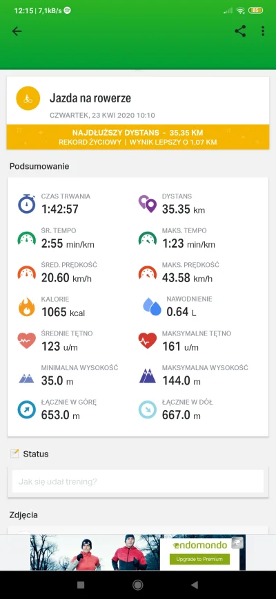 pjoooter - Ostatnio było 31+, dzisiaj 35+, w maju zrobić 40 km w >2h i byłoby git jak...