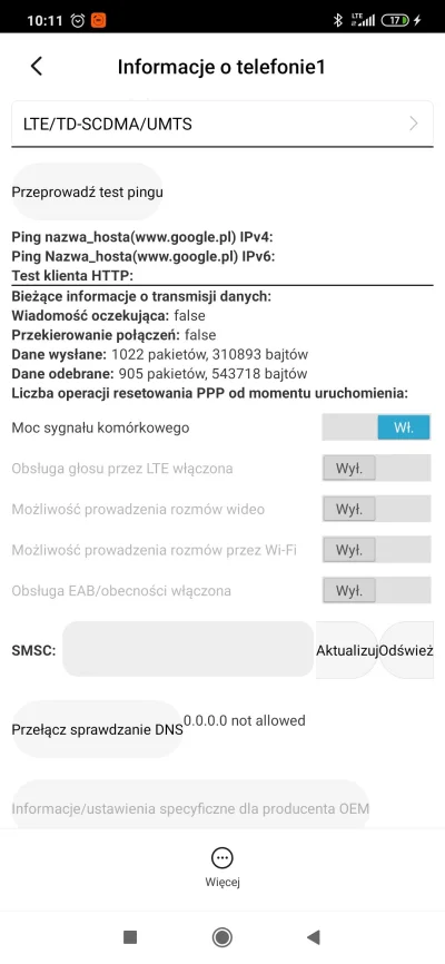 robert83 - Poklikalem dalej i mam taki stan, ale jak zaczynam dzwonić to mi LTE na H ...