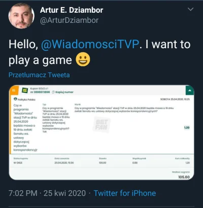 Volki - Ktoś w tvp pewnie też gra ( ͡° ͜ʖ ͡°)

https://mobile.twitter.com/ArturDzia...