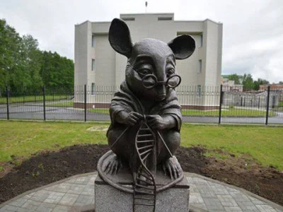 Polasz - Pomnik laboratoryjnej myszy ("Mysz przędząca DNA") 
Instytutu Cytologii i G...