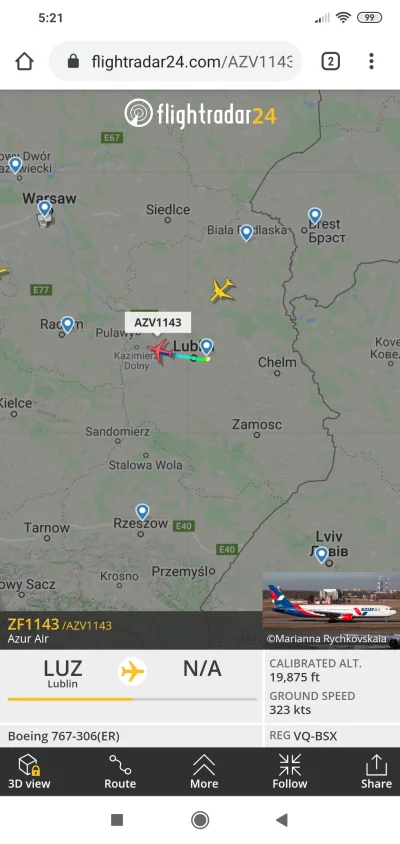 Jrv20 - Boeing 767 startujący o 5 rano z lotniska w Lublinie bez zapisanej destynacji...