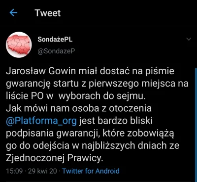 ehehehe - Jeśli Gowin faktycznie miałby dostać gwarancję miejsc biorących dla siebie ...