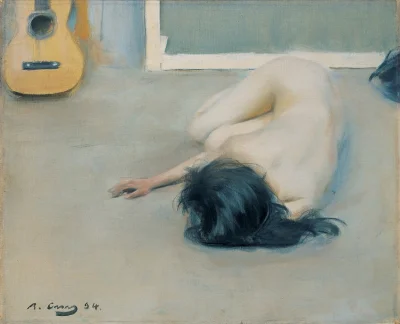 S.....x - Ramon Casas, Nude with a guitar, 1894, oliwka na putnie, 46.3 x 56.6 cm

...