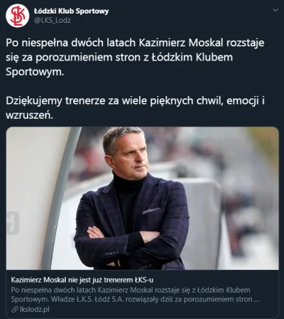mat9 - Kazimierz Moskal odchodzi z ŁKSu
#mecz #lkslodz #lks #ekstraklasa