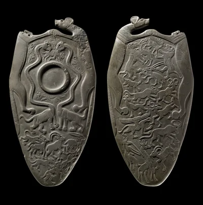 myrmekochoria - Paleta z psami (Aleuryt: 42.5 x 22 cm), Egipt 3300-3100 rok przed nas...