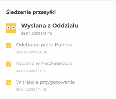 Cwelohik - od 24.04 paczka ma statusu "WYSŁANA Z ODDZIAŁU"
Miła pani na infolinii mó...