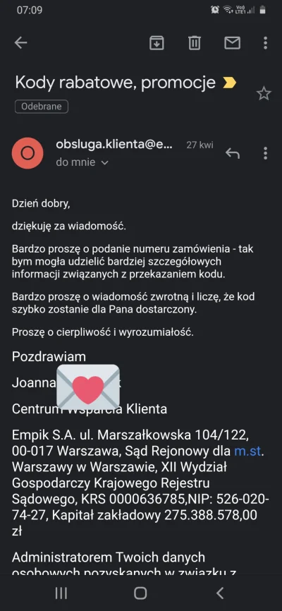 M.....m - @Maciejos00: Zawieruszył mi się jeszcze jeden mail, gdzie napisali, że musz...