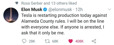 Saeglopur - Tesla wznawia produkcję wbrew zakazom, będzie na miejscu, jeśli kogoś maj...