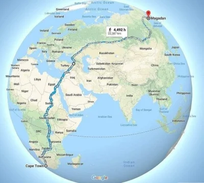 WuDwaKa - Najdłuższa piesza trasa wyznaczona w Google Mapy - od Kapsztadu do Magadanu...