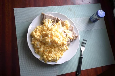 anonymous_derp - Dzisiejszy obiad: Duszony schab, jajecznica z 10 jaj, sól.

Do cza...
