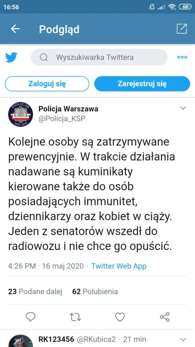 s.....1 - Nieprawda przecież senator sam wszedł do radiowozu i nie chce wyjść, a przy...