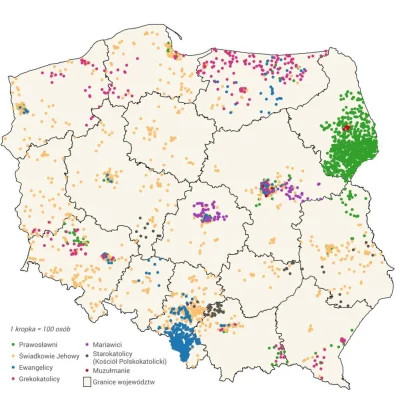 Lolenson1888 - Mapa przedstawiająca rozmieszczenie mniejszości religijnych w Polsce.
...