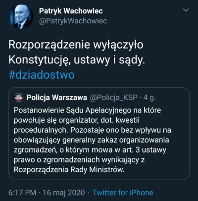 Volki - @d0k0p Stwierdziła, że rozporządzenie jest ważniejsze od Konstytucji, ustaw i...