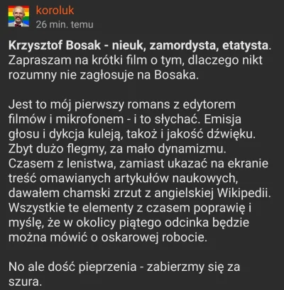 C.....u - Obejrzałem filmik @koroluk i nie podoba mi się. Czemu? Bo jestem prawakiem?...