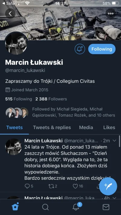 Takoden - Marcin Łukawski (Marcel) też odchodzi z Trójki. 
#trojka