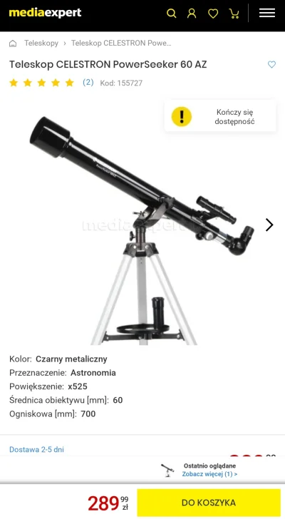 TheSjz3 - #astronomia #teleskop #kosmos 
Rozglądam się za teleskopem, bo lornetka już...