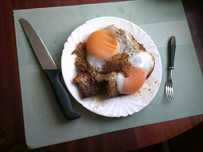 anonymous_derp - Dzisiejszy obiad: Smażony filet łososiowy, dwa gęsie jajka sadzone, ...