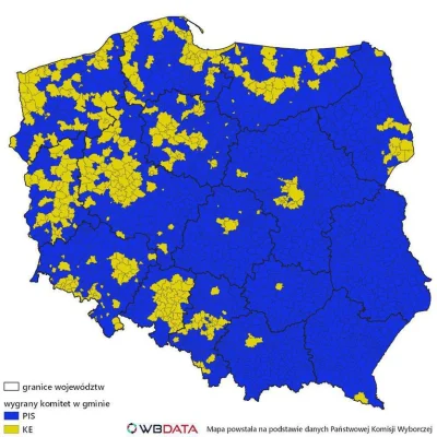 denzelkowal - @R187: Tymczasem rzeczywistość, na niebiesko gminy, w których wygrał Pi...