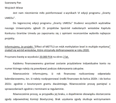 Wojciech_Wiese - Mireczki! Właśnie dostałem maila, że mój wniosek o grant naukowy zos...