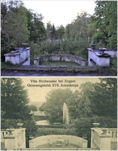 PrzewodniG - Ogród w Stawowiu, obecnie oraz wiek temu, za czasów sanatorium dla żołni...