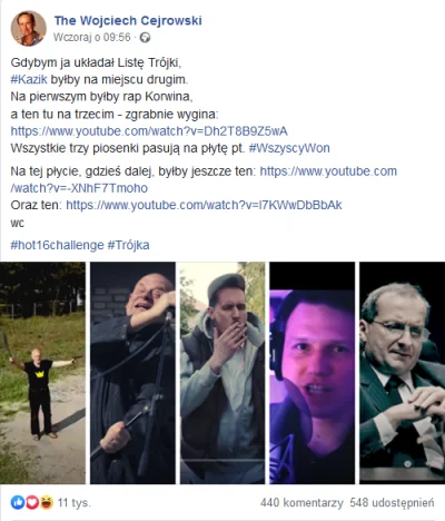 bastek66 - Cejrowski napisał na FB swoją listę Trójki
https://www.facebook.com/Wojci...