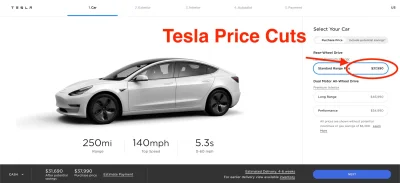 Grethold - Dzisiaj Tesla obniżyła ceny samochodów.

W USA:
Model 3: 37.990$ (-2000...