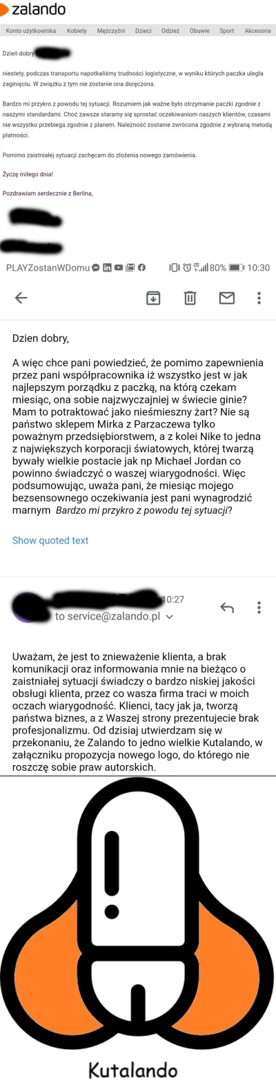 Rzeeznik13 - Kolega czekał na przesyłkę z #zalando miesiąc po czym dowiedział się że....