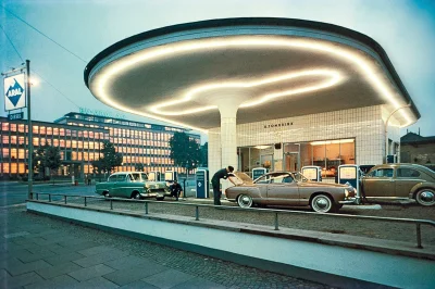 P.....o - Stacja benzynowa w Bochum, Niemcy. Rok 1958

#architektura #modernizm #re...