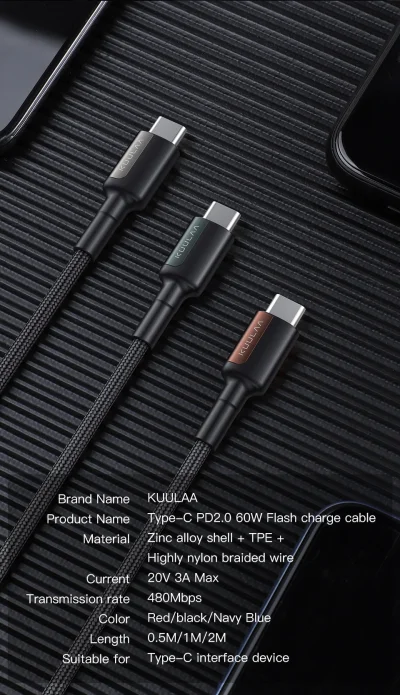 duxrm - KUULAA USB C to USB Type C Cable 60W
Długość: 0,5m - 2m
Kupon sprzedawcy 1/...