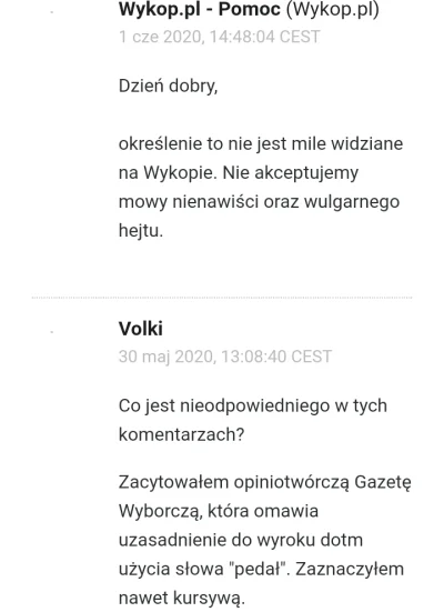 Volki - Zapytałem się administracji dlaczego skasowali mój komentarz, w którym zacyto...