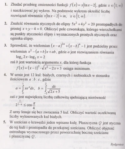 tomekgz - Jakby komuś się nudziło, to dla treningu maturka z 1994 r. z woj. bydgoskie...