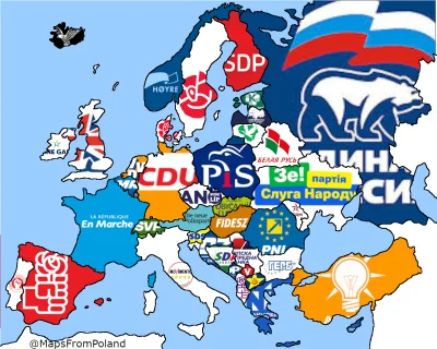 zdrozony - Mapa partii rządzonych lub największych partii w rządzącej koalicji
#mapp...